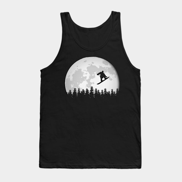 Snowboard Moon Snowboarder Tank Top by funkyteesfunny